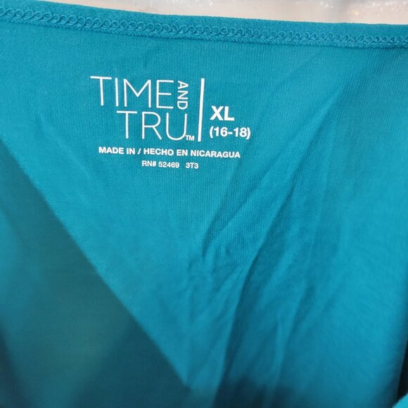 Time Tru Womens Top XL Camisole Aqua Blue Adjustable Spaghetti Strap BLU15E - Picture 7 of 9